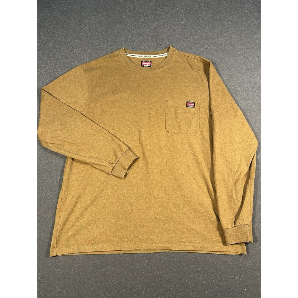 Men's Wrangler Workwear Long Sleeve Front Pocket Tan XL Shirt